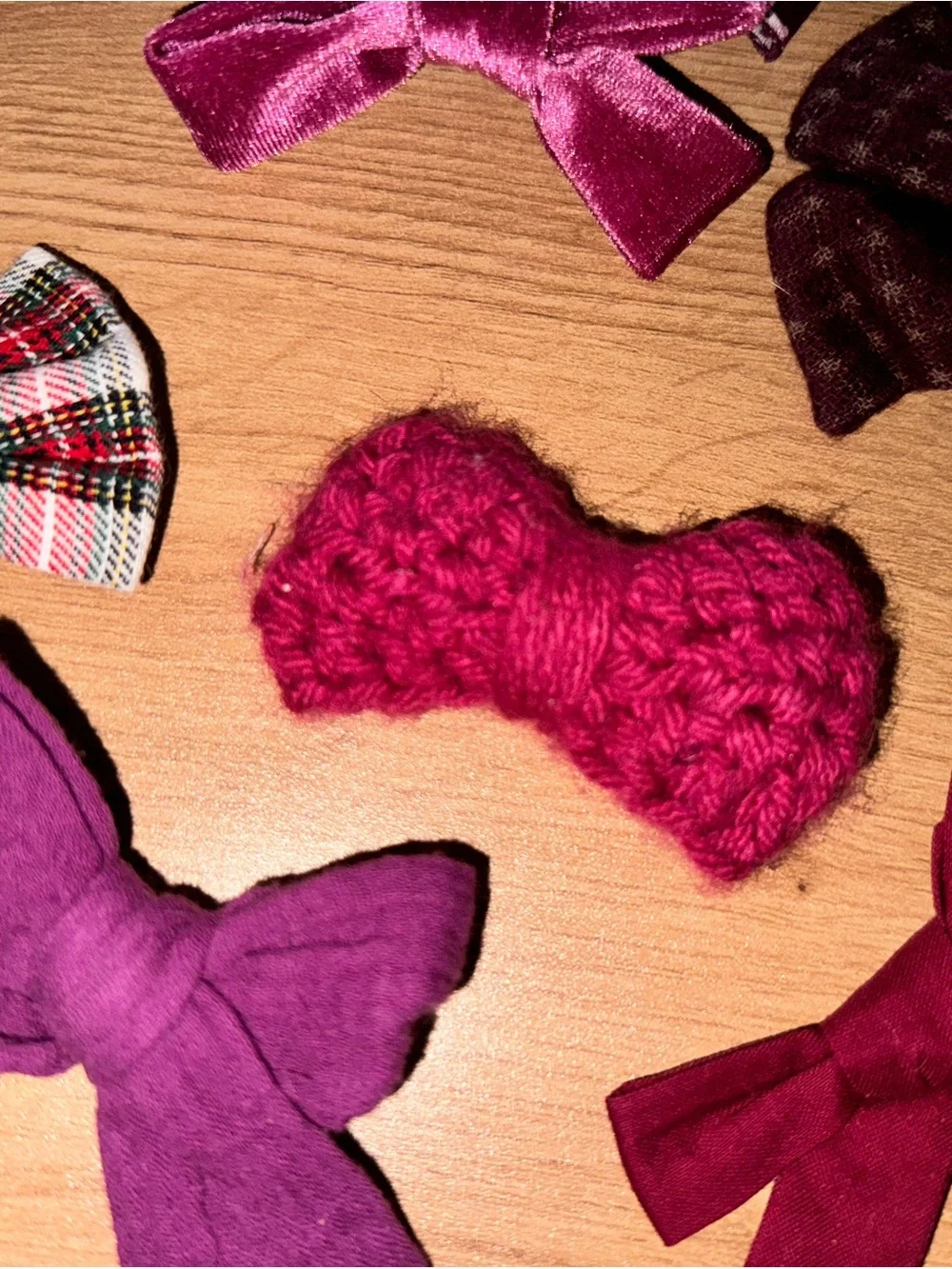 Boutique Style Girls Hair Bow Clip Lot of 9 Burgundy Plum  Merlot Plaid Velvet